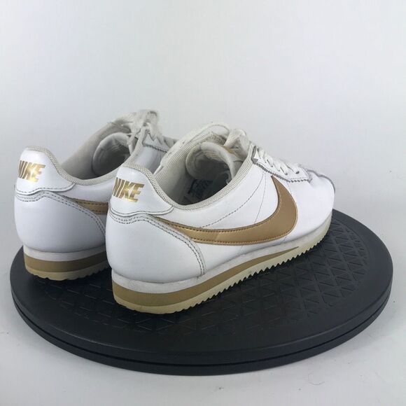 Nike Classic Cortez White/Gold Leather Shoes 807471-106 Women’s Size 7.5 - Picture 5 of 12